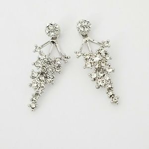 Rhodium Plated Unique Double Side Dangle Earrings